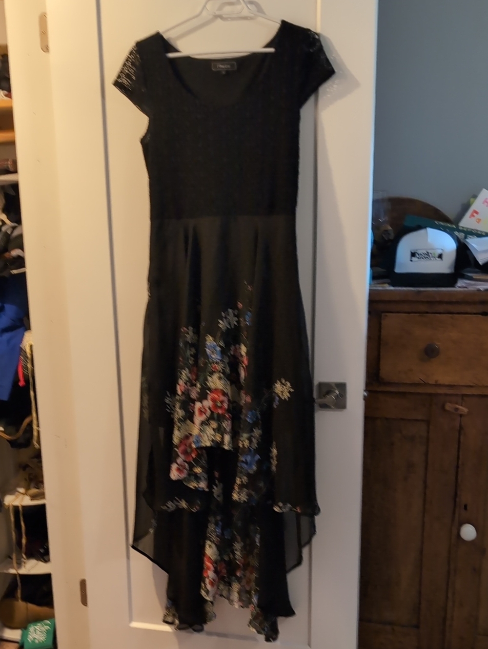 Black Floral High-Low Dress